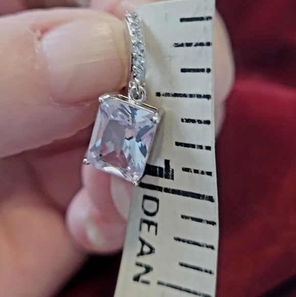 STERLING SILVER CRYSTAL DANGLE EARRINGS - Picture 14 of 14